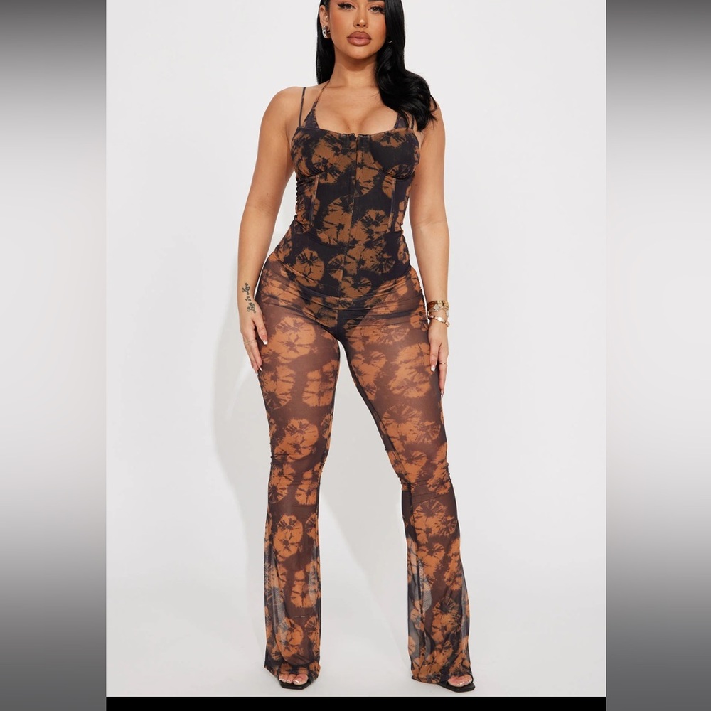 Brown/black fashionnova jumpsuit